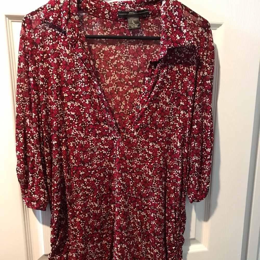 Red Floral Maternity Shirt